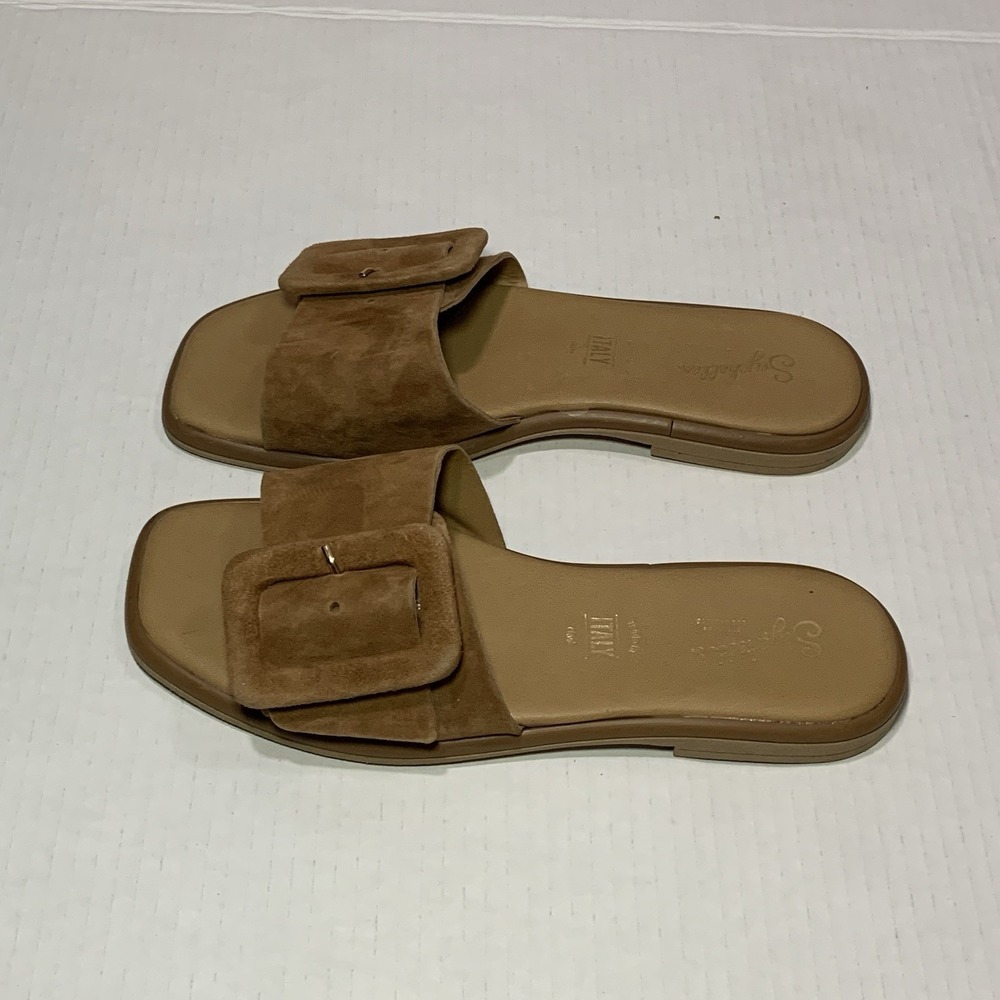 Seychelles Manhattan Slide Brown Suede Leather Buckle Sandals Women's Size 6.5 - Picture 6 of 10
